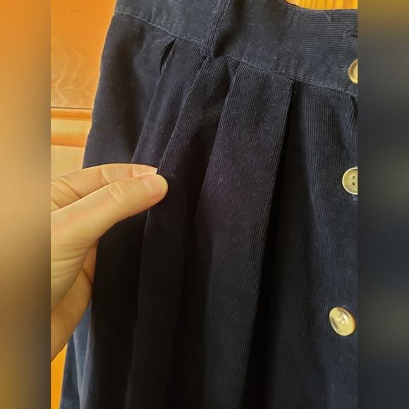 Vintage Eddie Bauer Navy Blue Corduroy Button-Down Maxi Skirt 12 - Picture 4 of 9